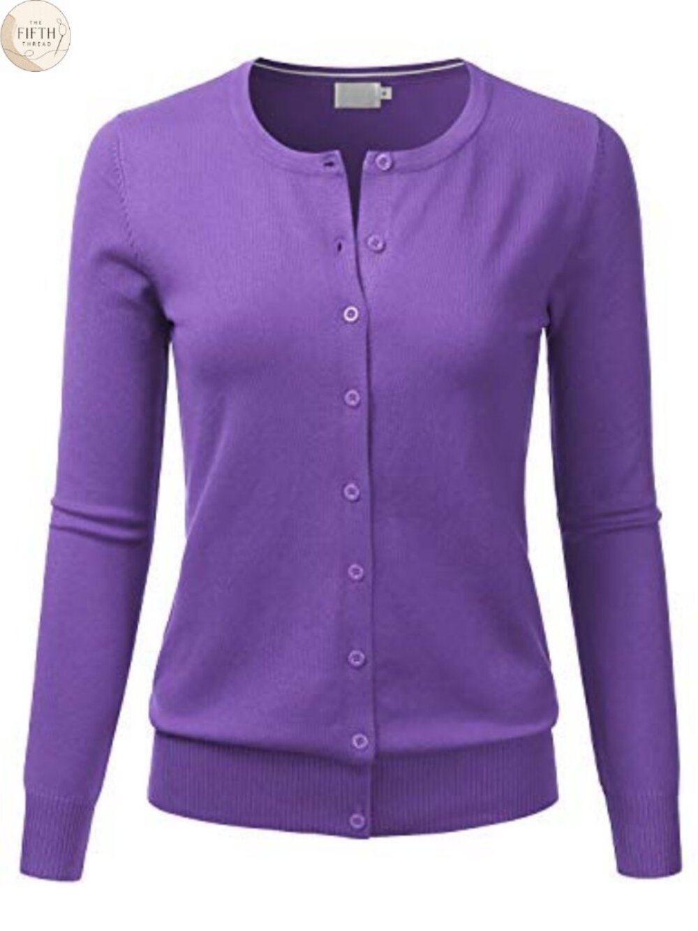 Crewneck Long Sleeve Button Down Knit Cardigan Sweater